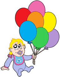 Bebè jugant amb alguns globus inflables Joc