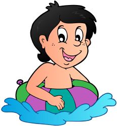 Nen a l'aigua amb un flotador de goma inflable Joc