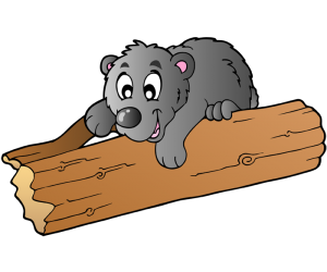 Cadell d'ós sobre un tronc de fusta Joc