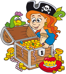Dona jove pirata amb la riquesa del tresor Joc