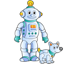 Dos robots, un robot home i un robot de gos Joc