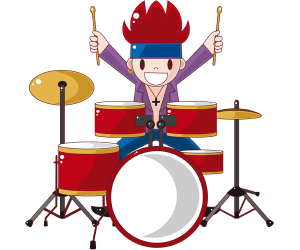 El percussionista, el bateria de la banda de rock Joc