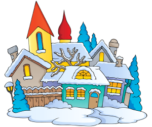 Un poble nevat, un paisatge de Nadal Joc