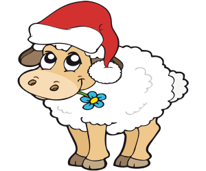 Una ovella amb el barret del Pare Noel Joc