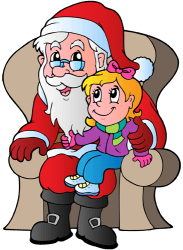 Nena asseguda a la falda del Pare Noel Joc