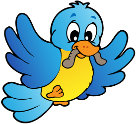 Ocell blau amb un cuc al bec Joc