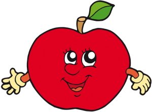 Poma vermella amb cara i braços Joc