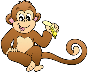 Ximpanzé, simi africà menjant una banana Joc