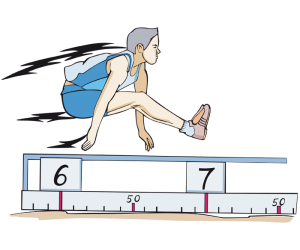 Atleta en vol en un salt de llargada o de longitud Joc