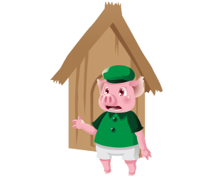 El porc davant de la seva casa de fusta Joc