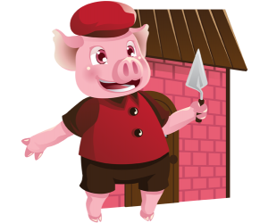 El porc i la casa de Maons, sòlida construcció Joc