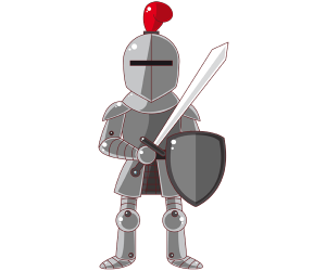 Guerrer de l'edat mitjana amb armadura i escut Joc