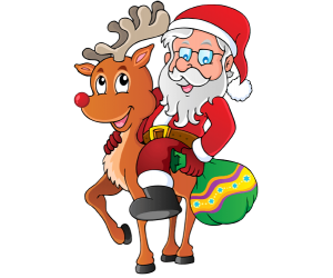 Santa Claus muntant damunt un ren Joc