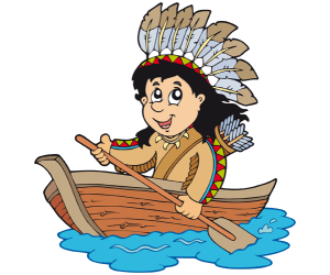 Un noi indi en canoa al riu Joc