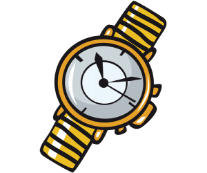 Un rellotge analògic d'or, un rellotge de polsera Joc