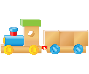 Un tren, una joguina de fusta Joc