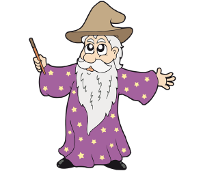 Un vell mag o un bruixot amb una vareta màgica Joc