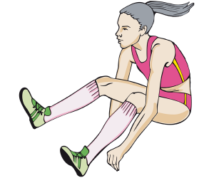 Una atleta d'heptatló en salt de longitud Joc
