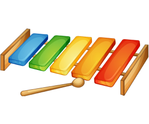 Una joguina musical de fusta, un xilòfon Joc