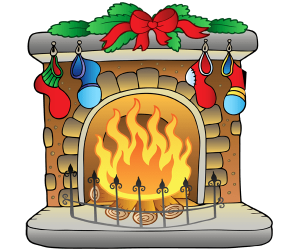 Una llar de foc decorada per Nadal Joc